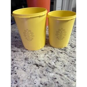 Vintage Yellow Tupperware Servalier Canister - Model 809 -6 And 811-3 NO LIDS